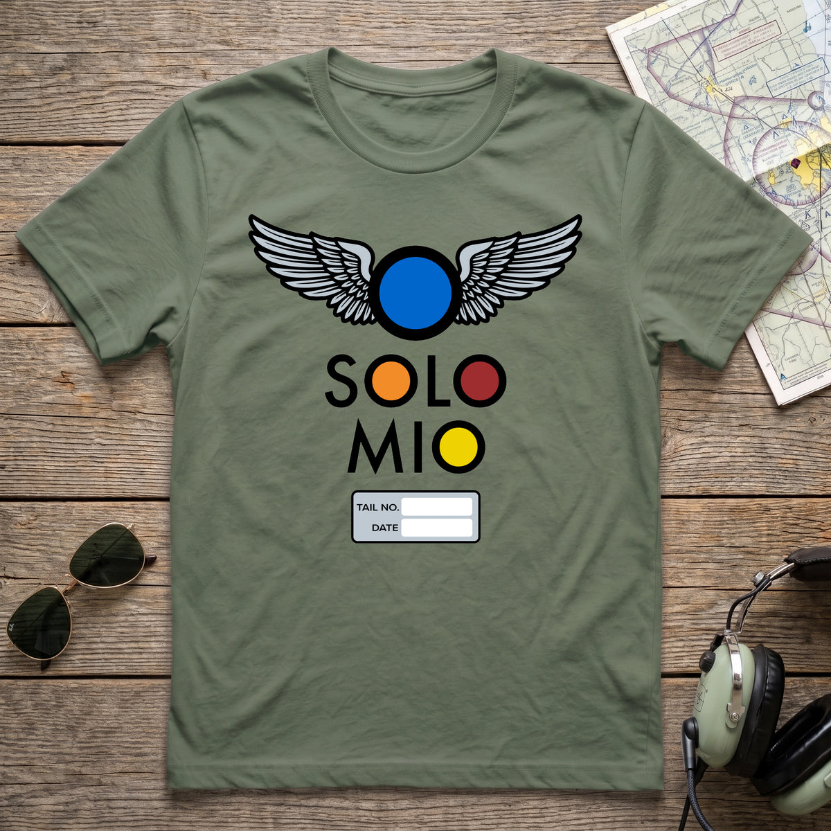 O Solo Mio Graphic T-Shirt — Retro Badge Winged Logo