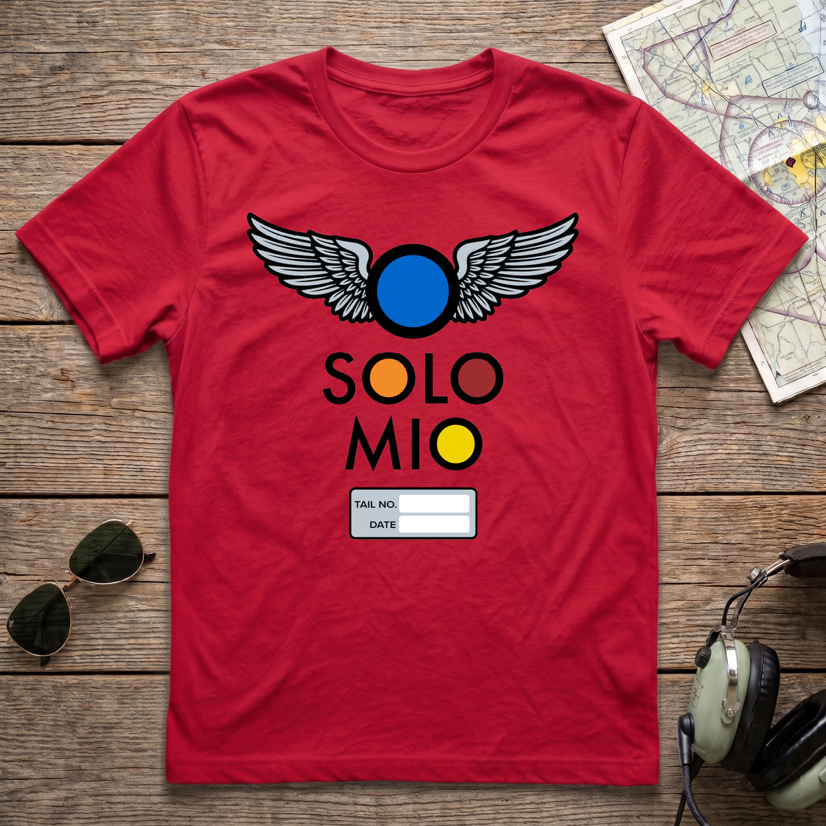 O Solo Mio Graphic T-Shirt — Retro Badge Winged Logo