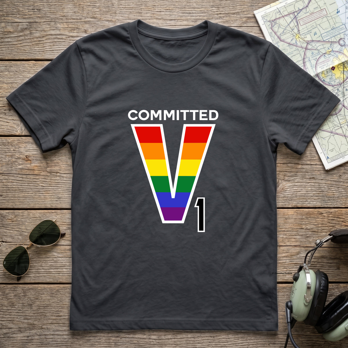 V1 Committed Rainbow Aviation Tee