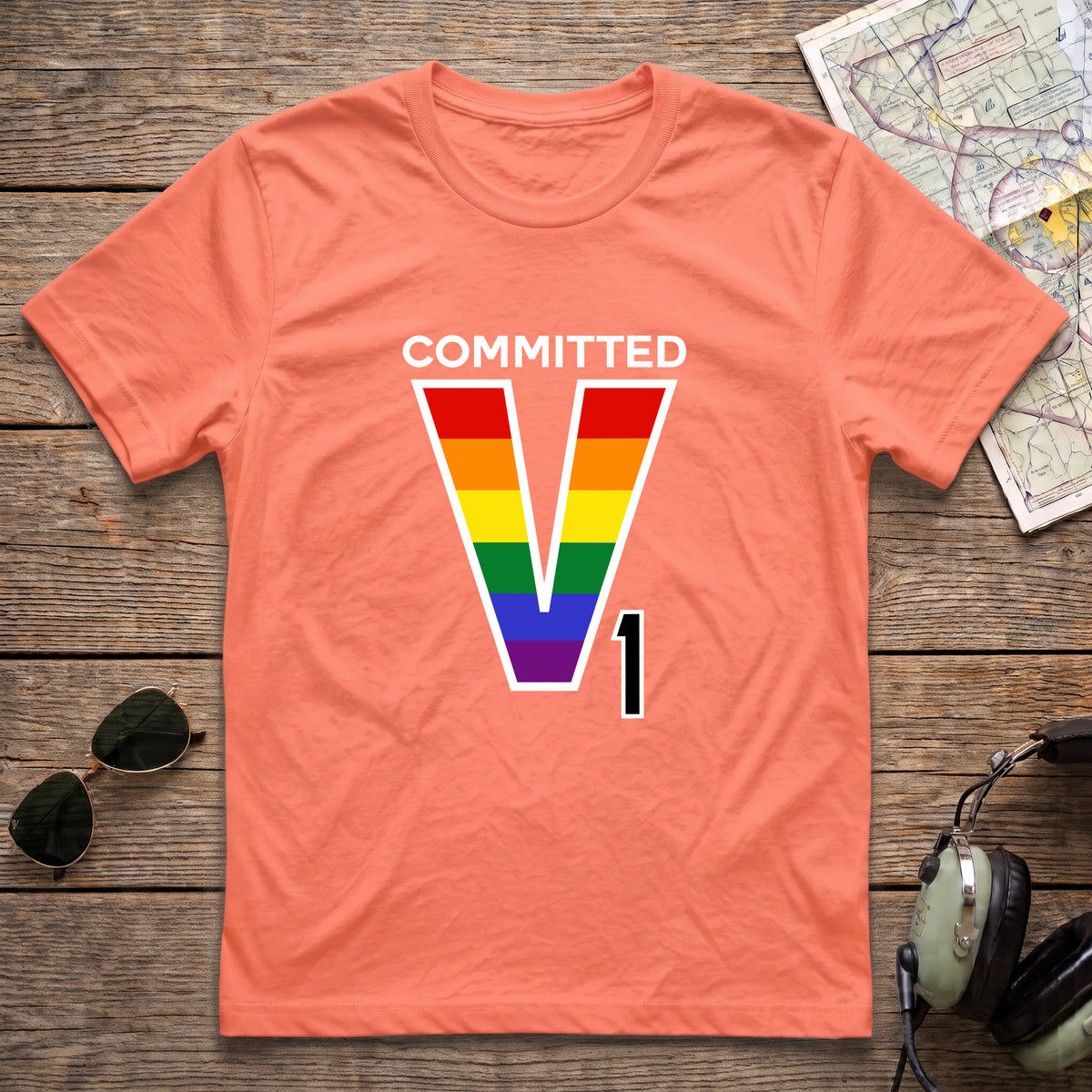 V1 Committed Rainbow Aviation Tee