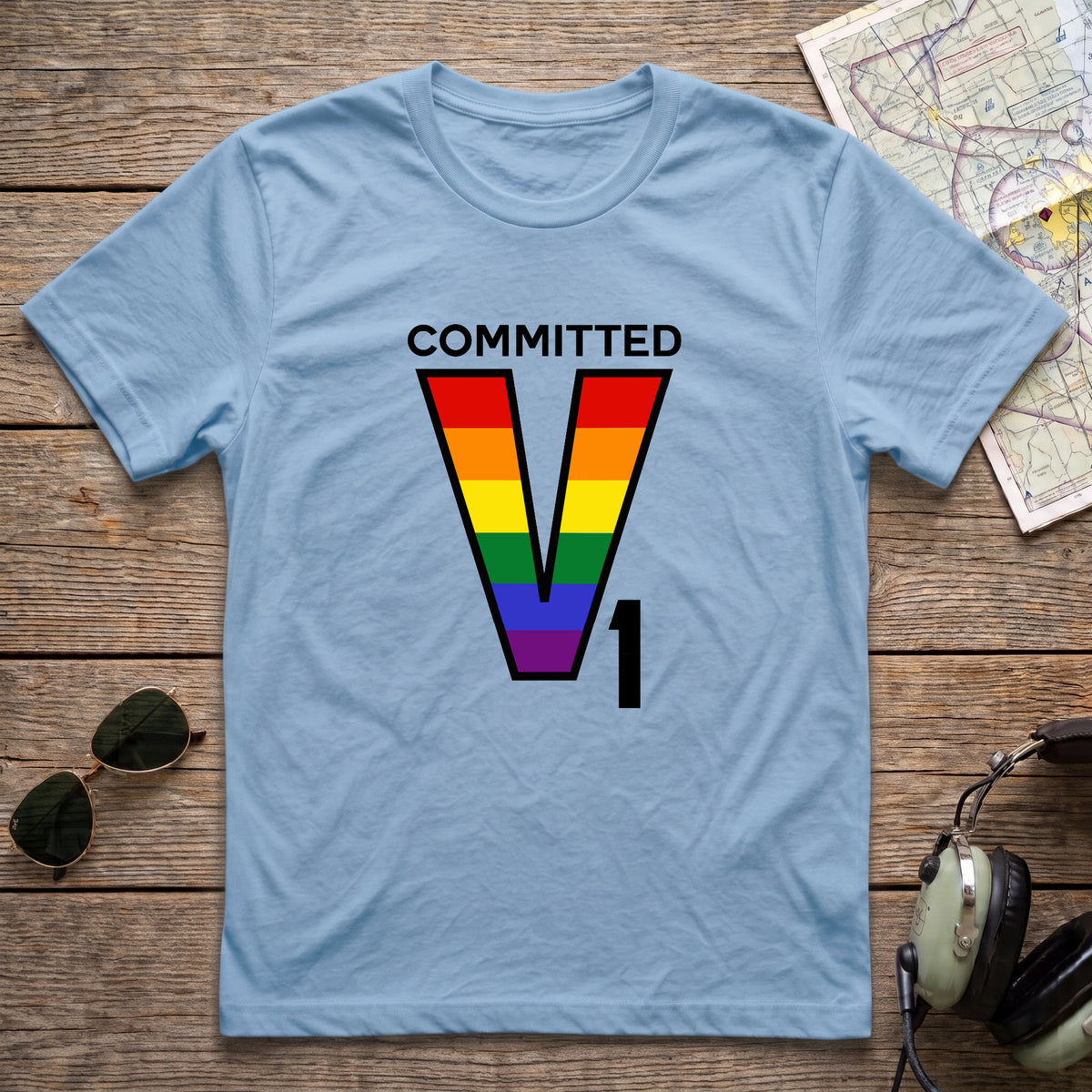 V1 Committed Rainbow Aviation Tee